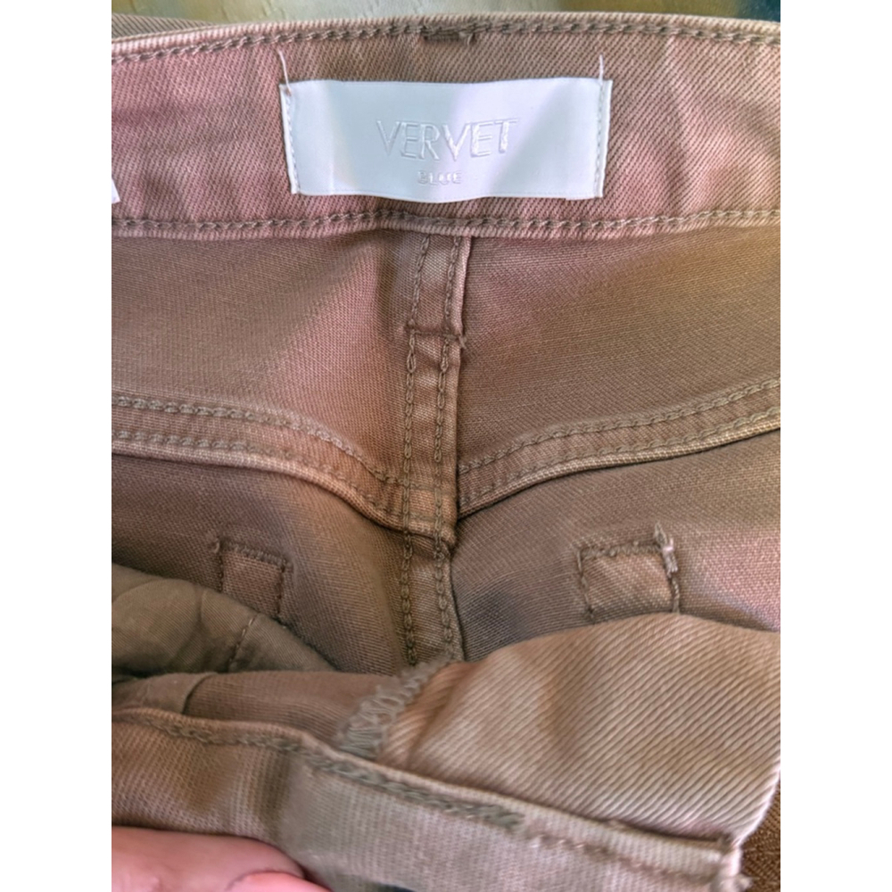 🤎NWT Vervet Mid Rise Straight Jeans Tan Raw Hem Stretch Size 24 - Picture 5 of 5